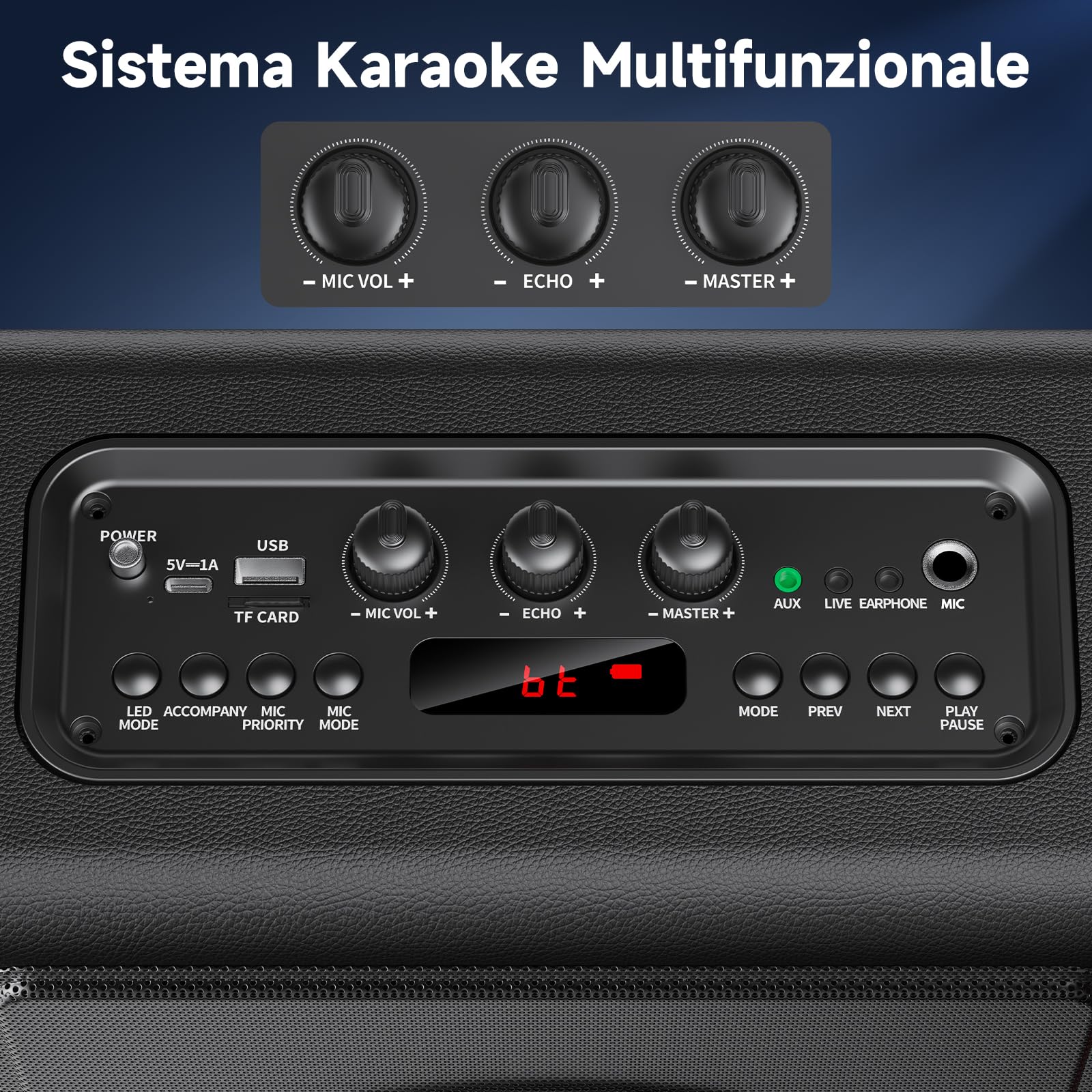 HWWR Karaoke con 3 Microfono Wireless, 120W cassa Bluetooth 5.3 Portatile con Subwoofer Aggiornato per Adulti, sistema PA con regolazione dell'eco, supporto TWS/TF Card/USB/AUX/Live