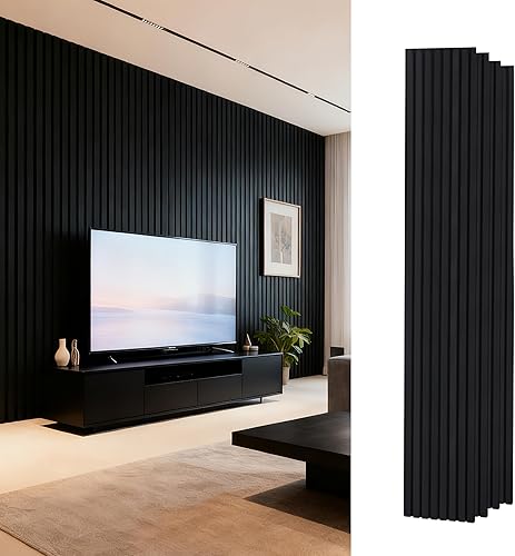 Miniatura 8 de Paneles de pared de listones de madera acústica, paneles insonorizados de roble blanco para decoración de paredes interiores, diseño moderno, 94 x