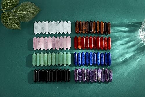 Miniatura 6 de QINJIEJIE Juego de 20 varitas de cristal de sodalita azul y blanco, puntos de cristal curativo, piedras preciosas hexagonales pulidas, piedras