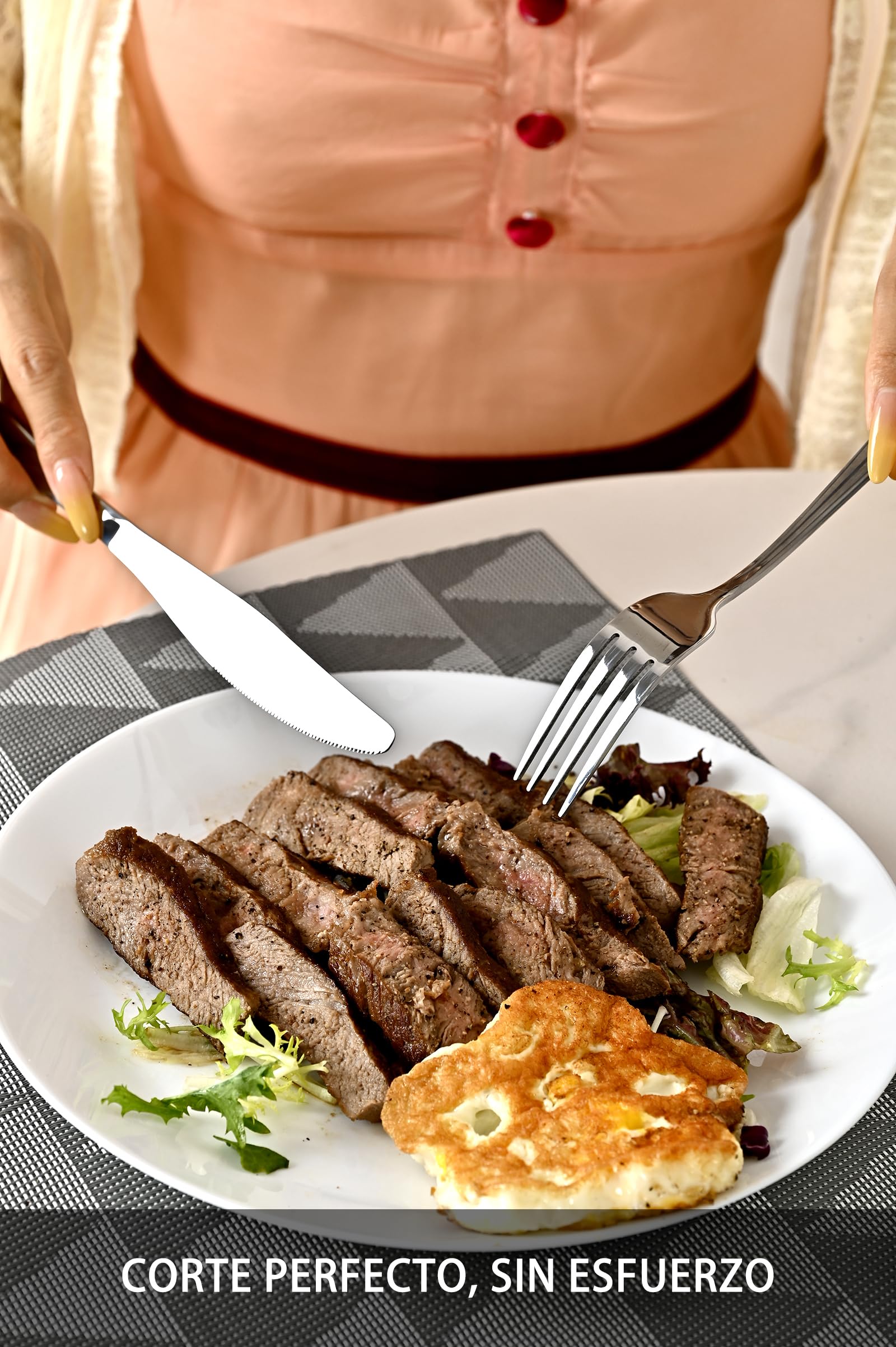 Cubiertos Acero Inoxidable 36 Piezas - Juego de Cubiertos para 6 Personas Cubertería Completa con Cuchillos de Carne, Cuchillos de Mesa, Tenedores y Cucharas - Diseño Moderno Apto Lavavajillas