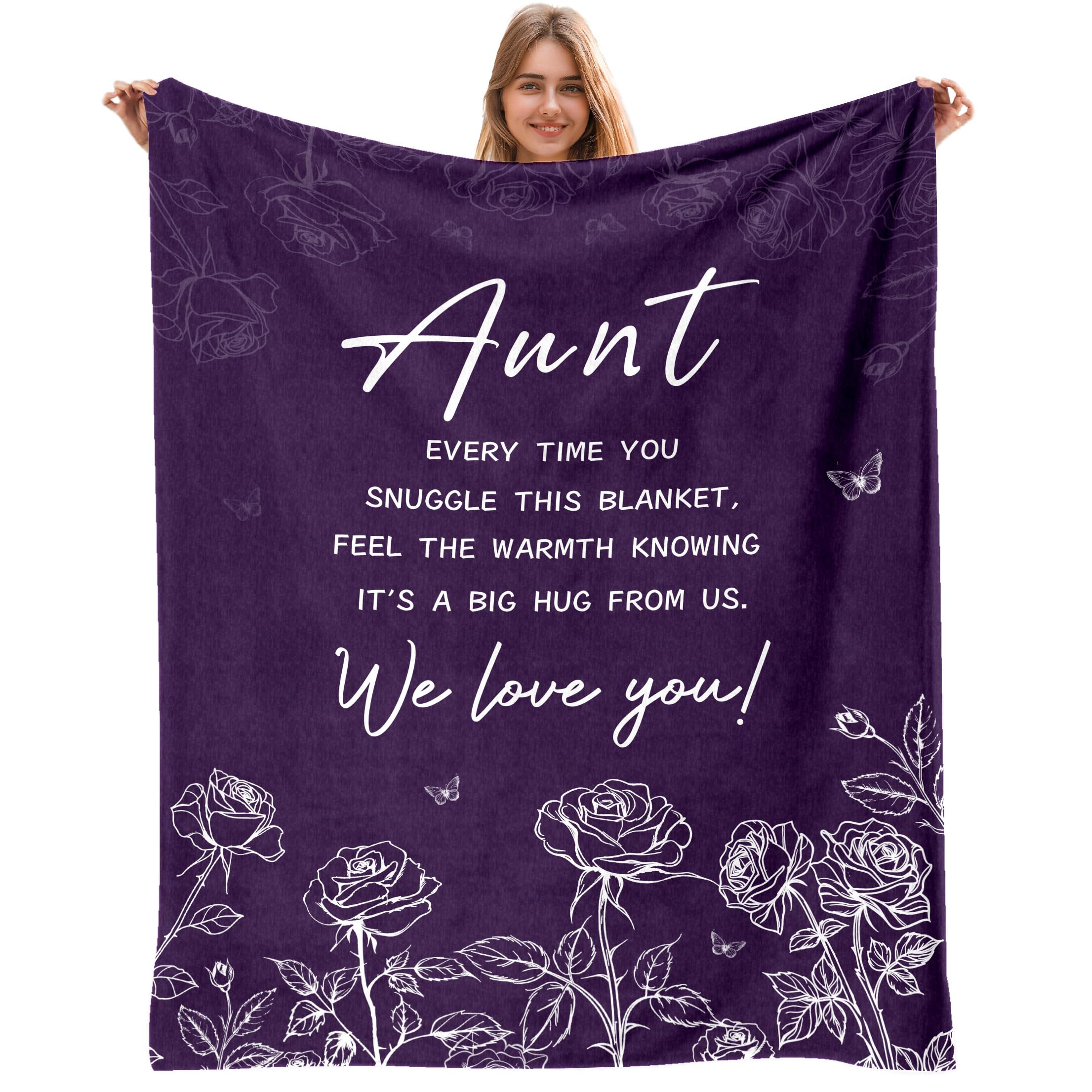 AJIIUSV Aunt Blanket - Best Aunt Ever Gift from Niece, Birthday Gifts for Aunts Throw Blanket, 60"x80"
