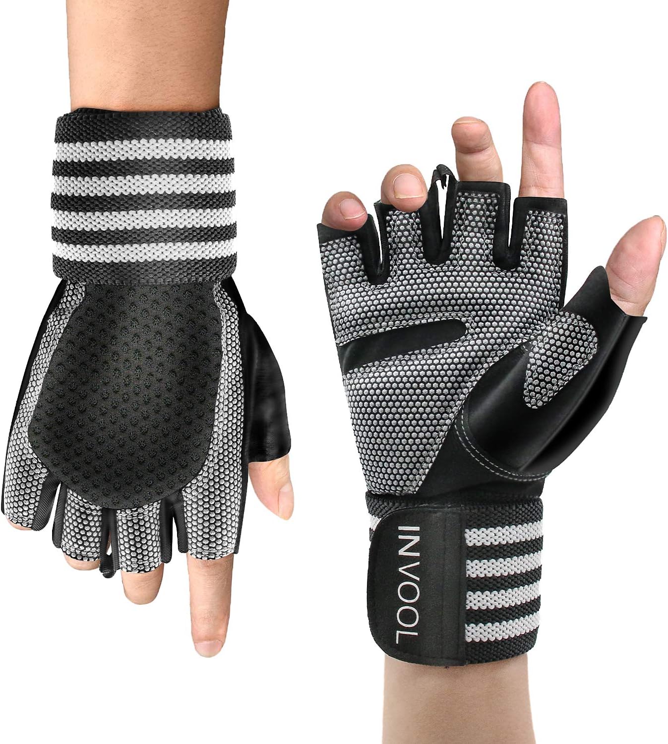 Invool Gym Gloves, Training Gloves with Wrist Support, Breathable Sport Gloves for Fitness and Gym, Pull Ups, Cross Fit Training, Cycling and Weight Lifting(Suit for Men & Women)