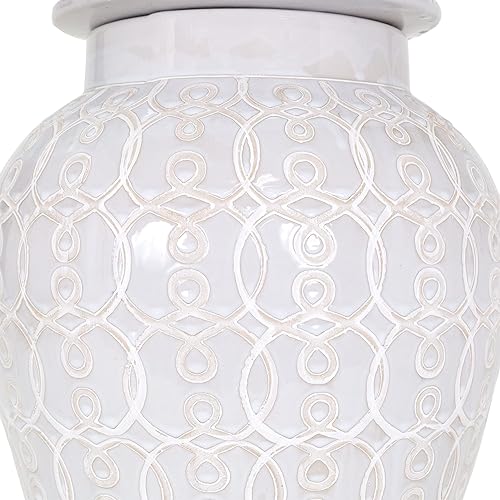 Miniatura 5 de El tarro Aldrea de The Ellery Jar Collection, hecho a mano y pintado a mano en tonos multitonales de crema, gris pardo y gris, 11 pulgadas de