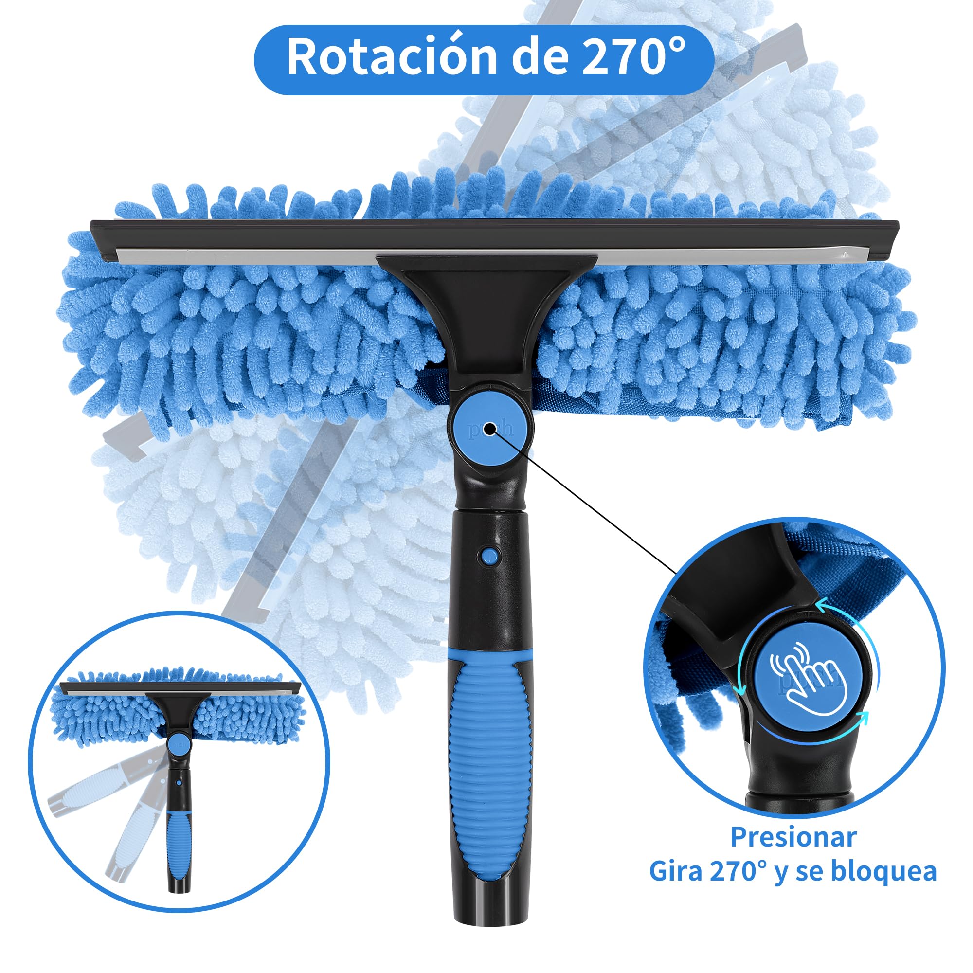 2 en 1 Limpiador Ventanas con Liquidación Ventana Alta Eficiencia Largo para Uso Comercial para el Uso del Hogar (Azul)