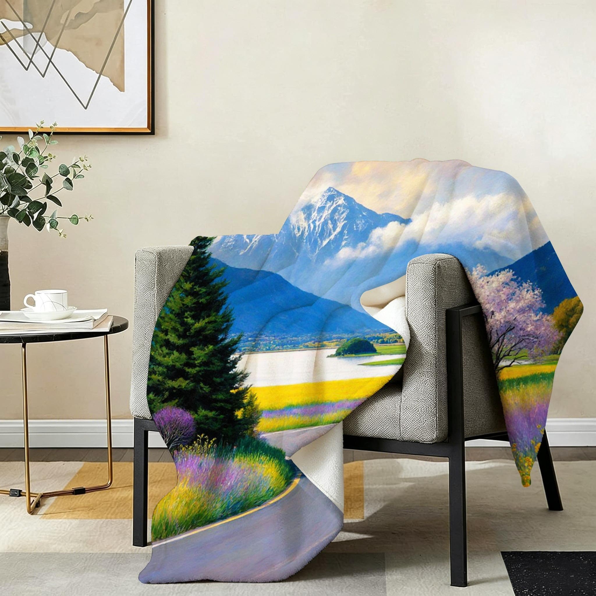 Manta Franela Sherpa 3D Flor Nube Blanca 240x260 para Cama 180-A214