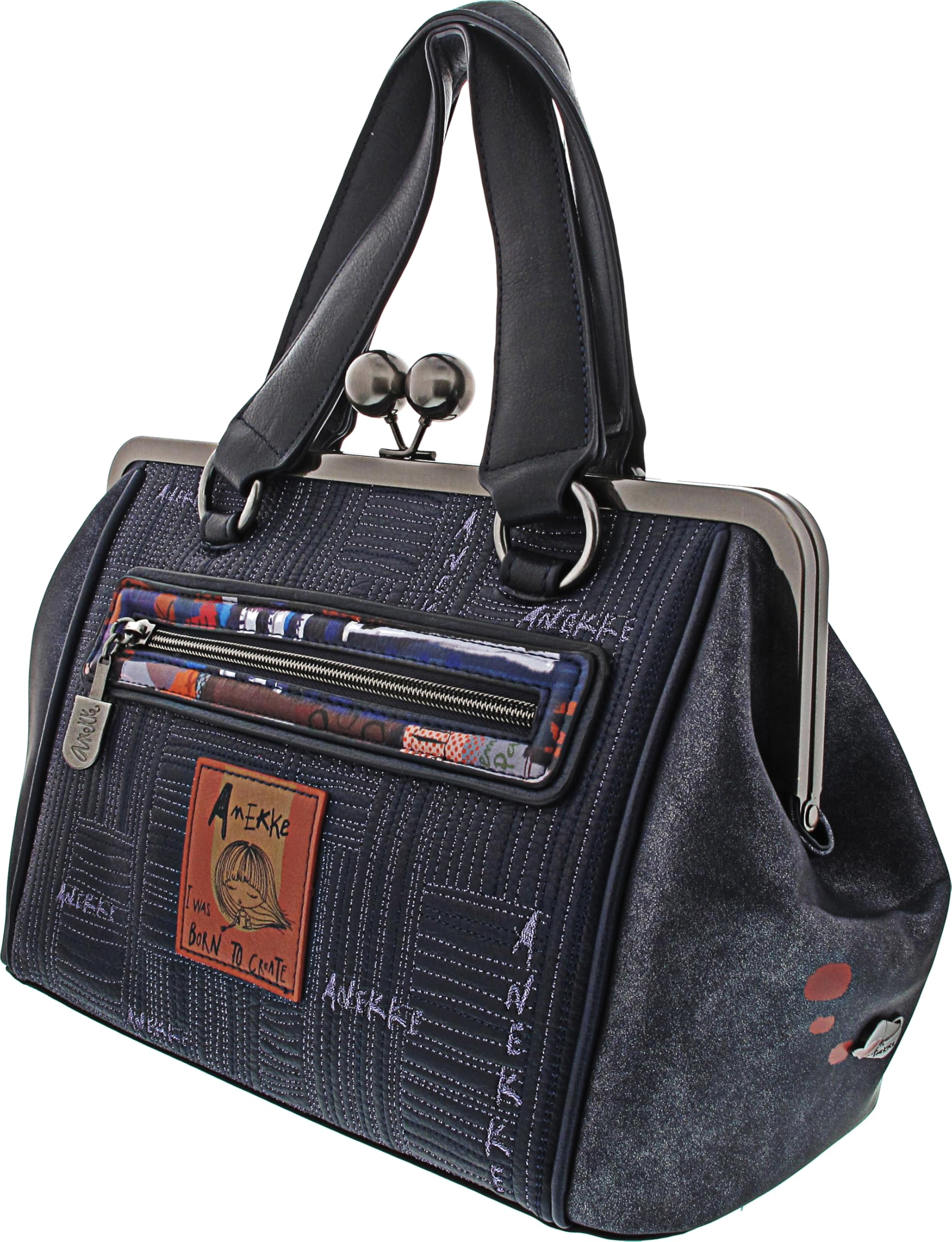 Anekke - Mundstücktasche für Damen - Umhängetasche aus Kunstleder mit Griffen, Taschen und zeitgenössischer Umhängetasche - Accessoires und Accessoires für Damen - Maße 30x20x14 cm, bunt