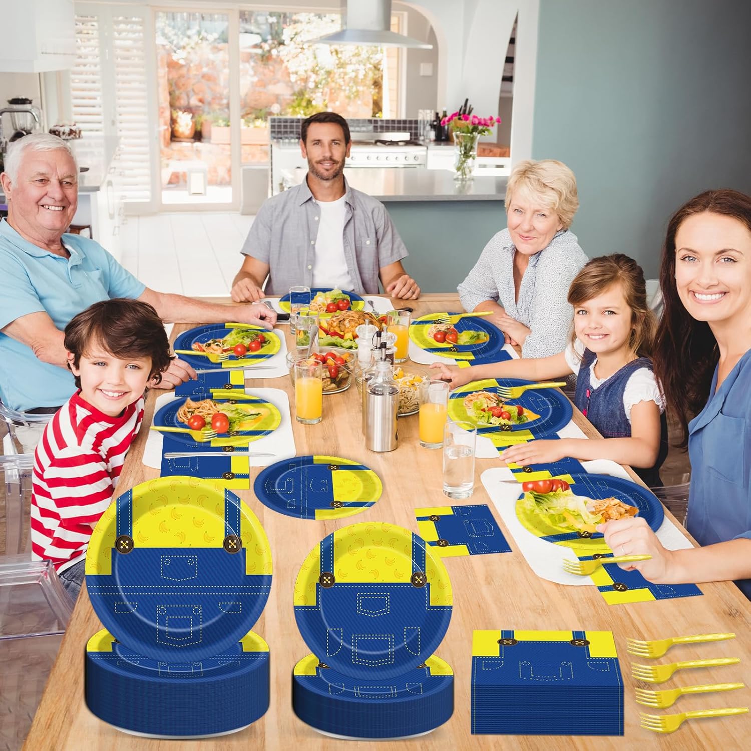 200Pcs Yellow Cartoon Party Supplies Cute Cartoons Themed Paper Plates and Napkins Banana Tableware Dinnerware Set for Boy Girl Birthday Favors Baby Shower Decoration Serve 50 Guests - Image 6