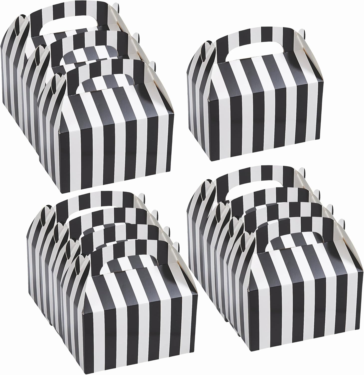 Fun Express Black and White Striped Favor Boxes - Party Supplies - Set of 12