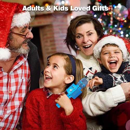 Miniatura 30 de BONAOK Micrófono de karaoke para niños, micrófono inalámbrico Bluetooth para cantar, regalo para niños, adultos, niñas, niños, juguetes de Navidad