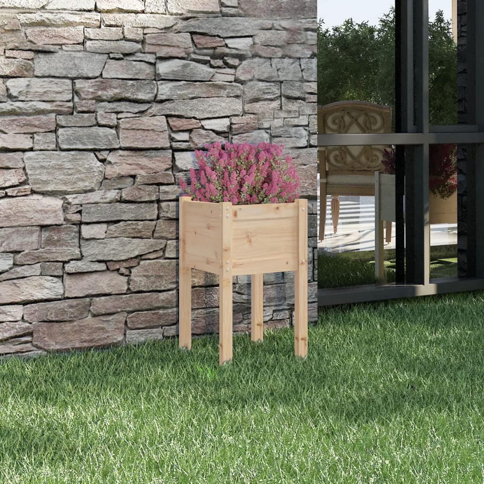Jardinera, Huerto Urbano Terraza, Huerto En Casa, Tierra Huerto Urbano, Huerto Vertical, Mesa De Cultivo, de Madera Maciza de Pino 50x50x70 cm