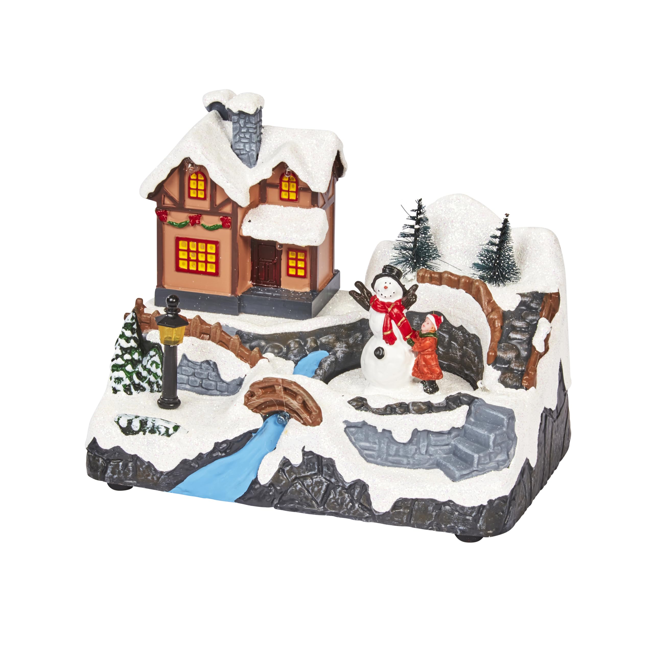 Smart Garden Christmas Light Up Christmas Village Snow Scene - 14cm x 18cm x 12cm - Hand Painted Christmas Decoration - Novelty Christmas Décor - Battery and USB Powered
