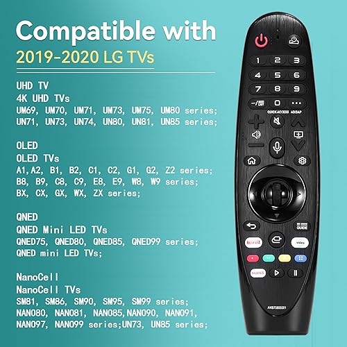 Miniatura 6 de Repuesto para control remoto LG Magic Voice para LG Smart TV 2017-2022, AN-MR22GA MR21GA MR20GA MR19BA MR18BA MR650A AKB75855501 Magic Remote con