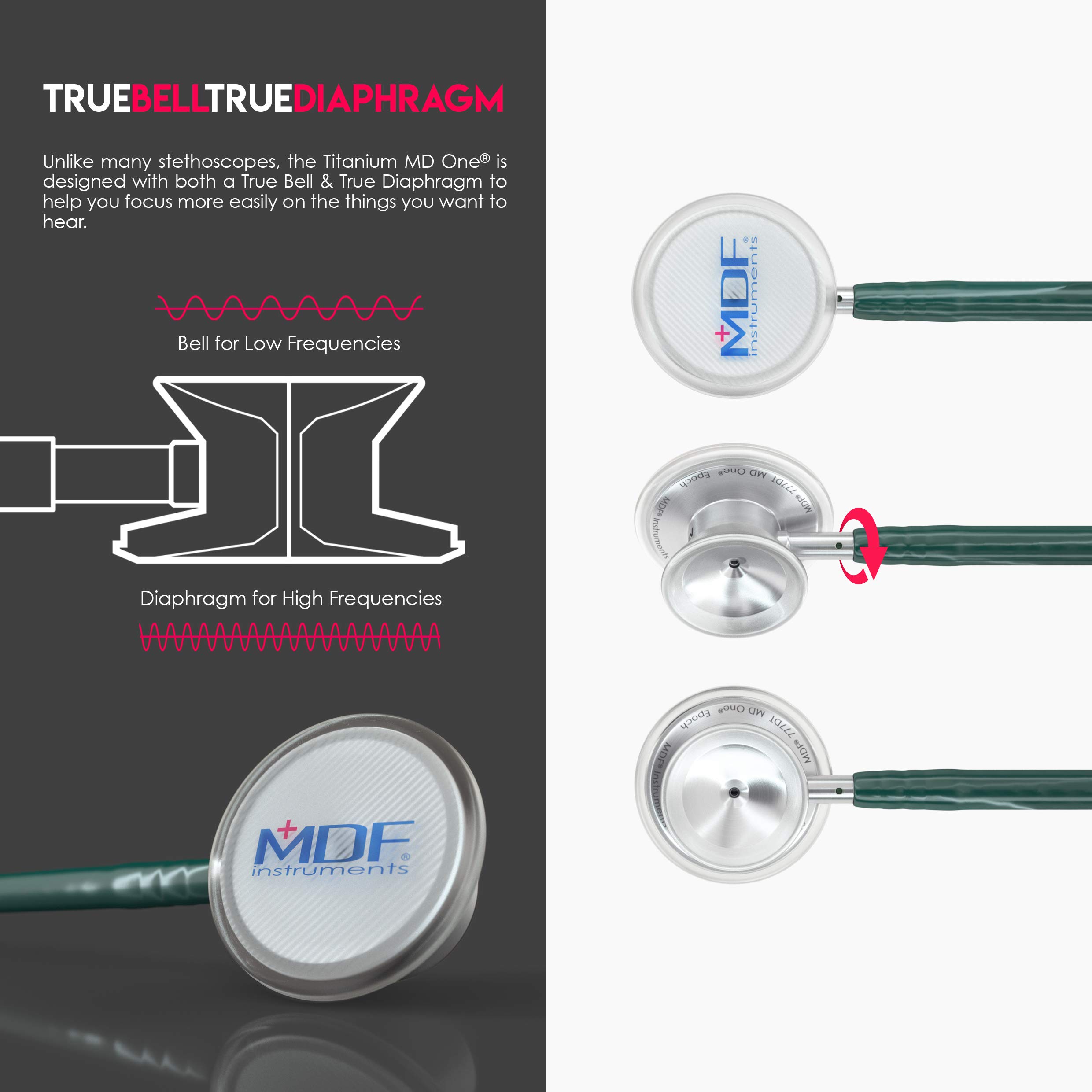 MDF® MD One® Epoch Titanium Stethoskop - Gratis-Parts-for-Life & Lebenslange-Garantie -Smaragdgrün (MDF777DT-21)