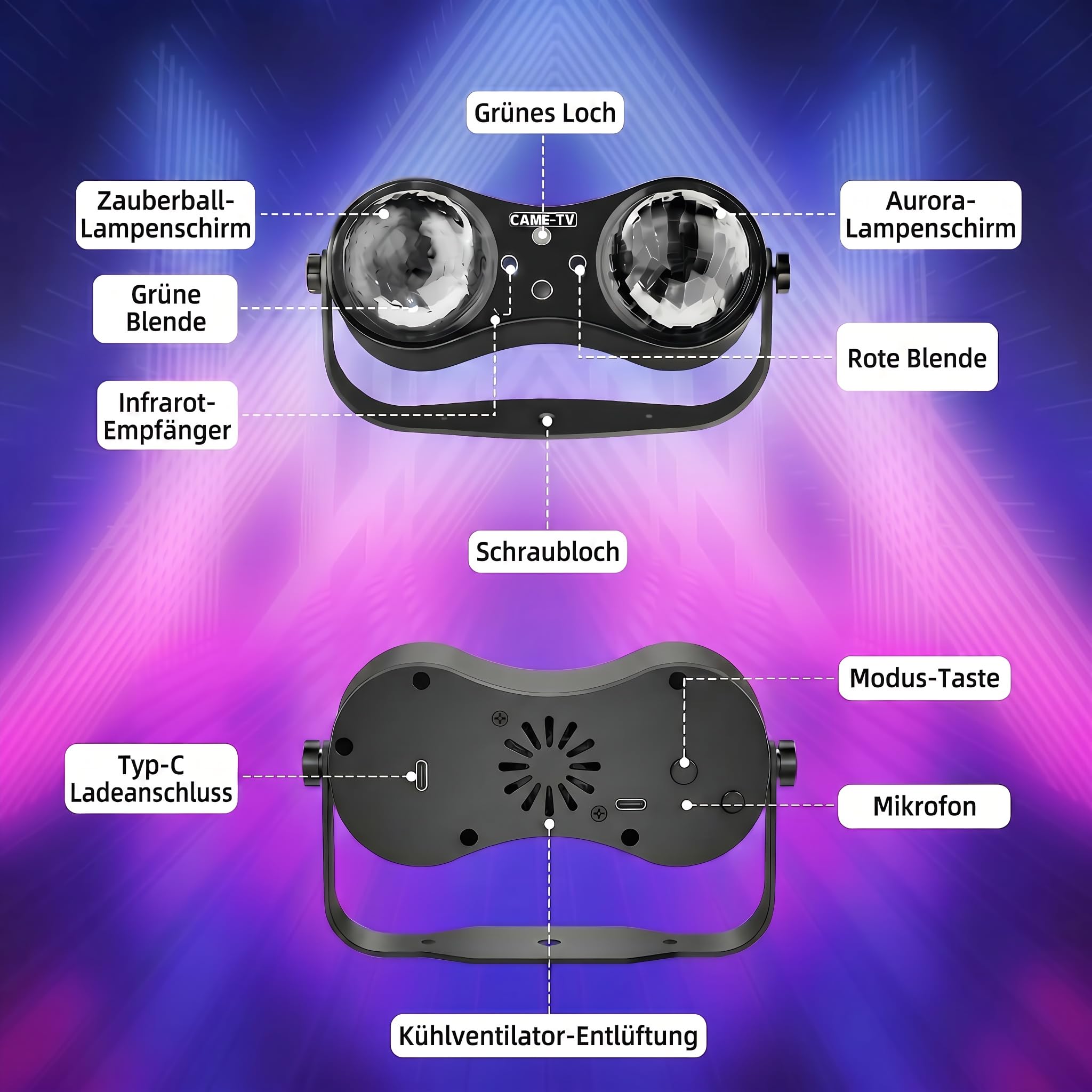 Discokugel, Discolicht Partylicht, Ozean-Sternenprojektor, Partylicht Sound-Aktiviert mit Fernbedienung, Disco Licht für Partys, Bars, Geburtstage, Hochzeiten, KTV, Weihnachten, Halloween