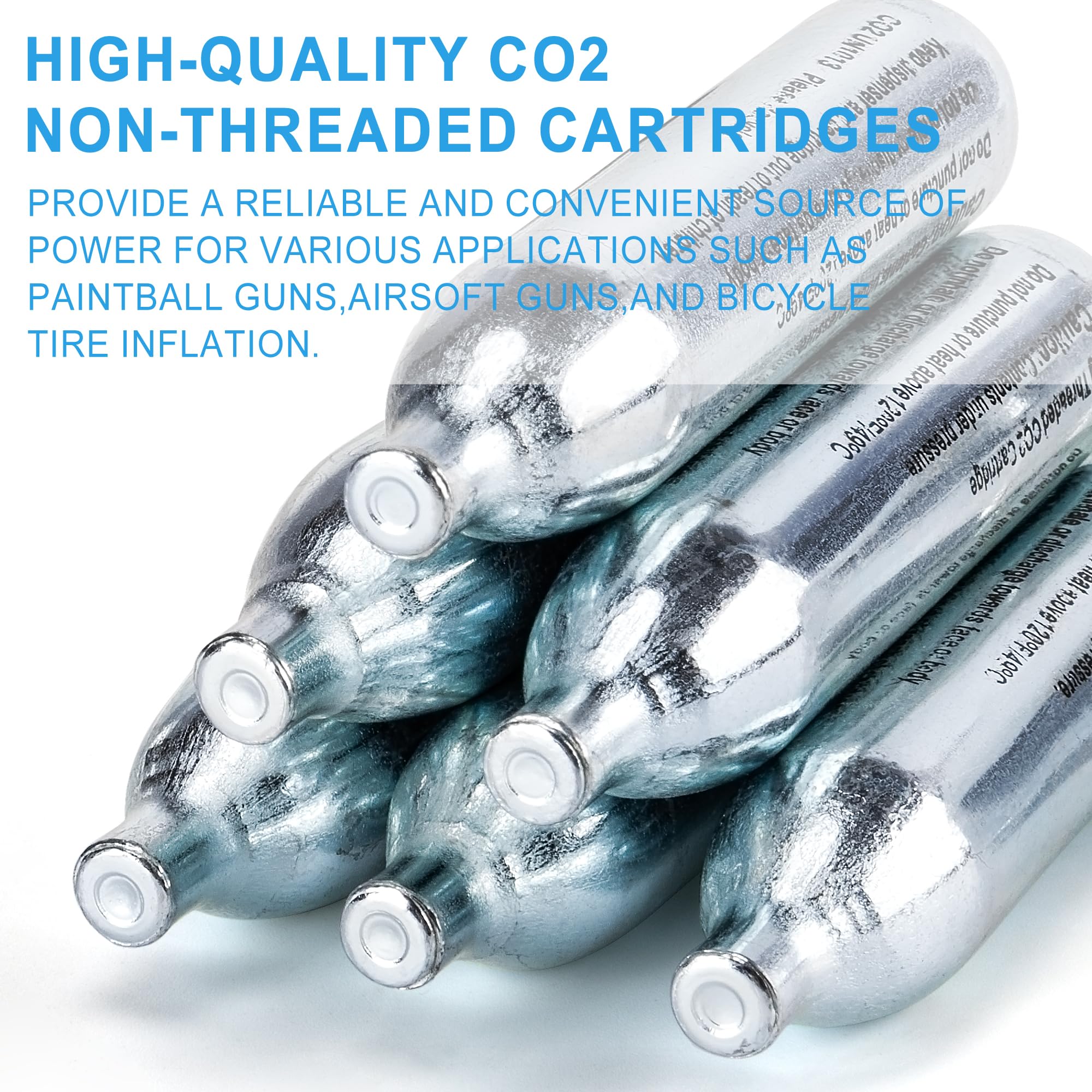 CXWXC Capsules de CO2 8 g/12 g – Capsules de CO2 de haute pureté (99,9 %), boîtier en acier, sans huile et anti-fuite, système Click‑Lock sans filetage – Pour appareils à pression d'air et - 2