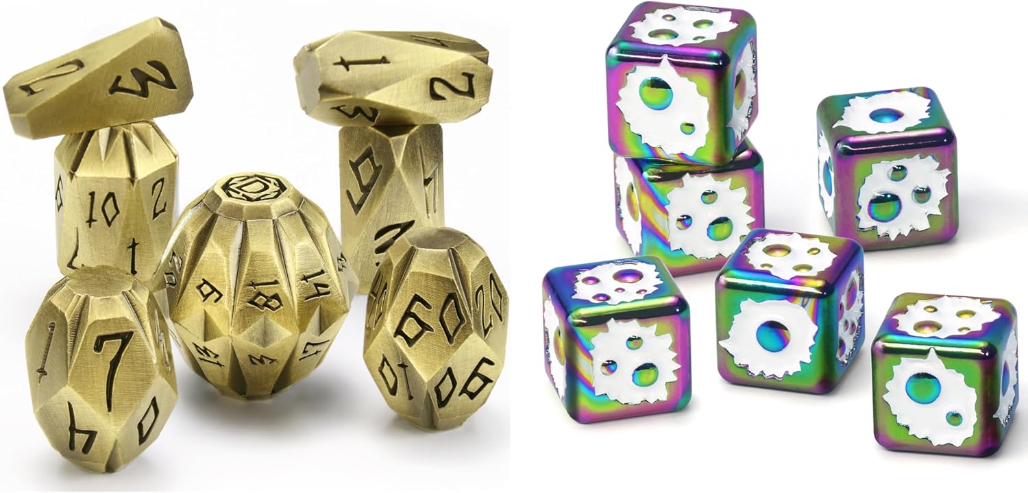 Stonehenge DND Dice Set & Cool Metal D6 Dice Set — for D and D TTRPGS Dice Set