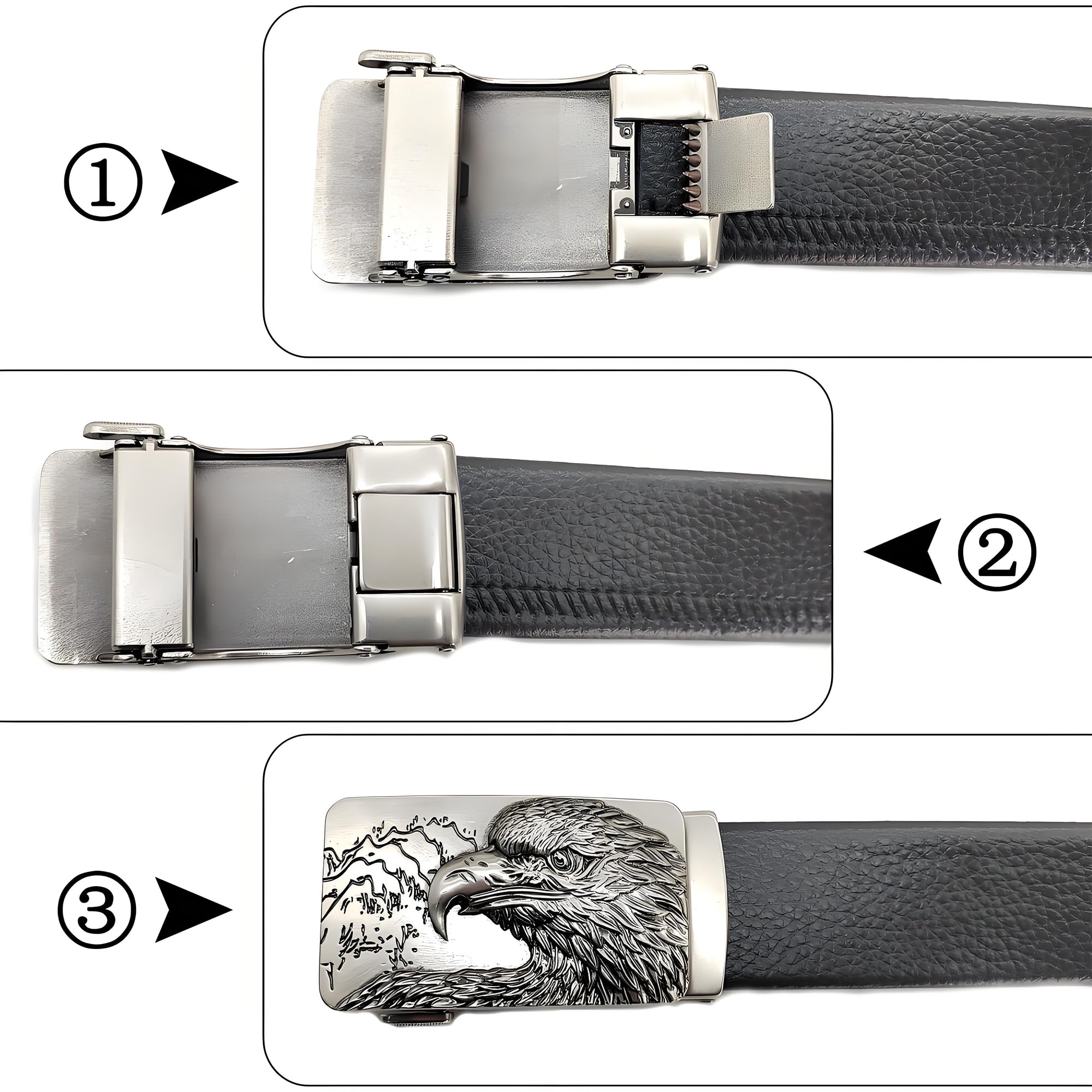 CHENNAN Vintage Alloy Automatic Buckle, Automatic Ratchet Replacement Buckle, Automatic Belt Buckle with Eagle Head Fit For 35mm Wide Belt, 1PC