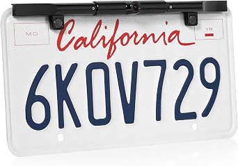 Ultra Slim Bar-Type License Plate Backup Camera with Active Parking Lines Black