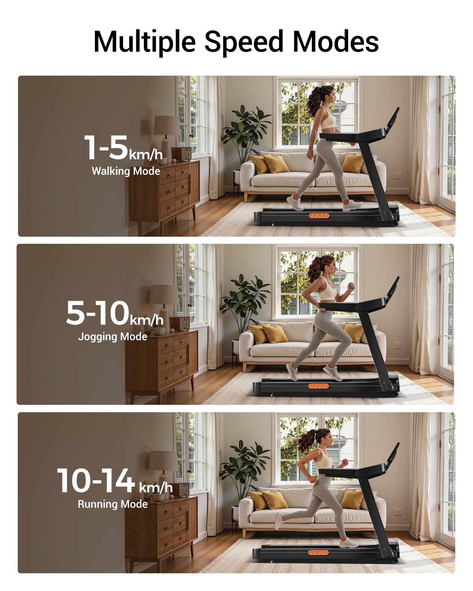 UMAY Składana Bieżnia do domu z nachylenie 16%-20%, 14 km/h | Bieżnia do chodzenia z monitorem tętna,Treadmill Home z silnikiem 3,5 KM i wyświetlaczem LED,Kompaktowa,180KG