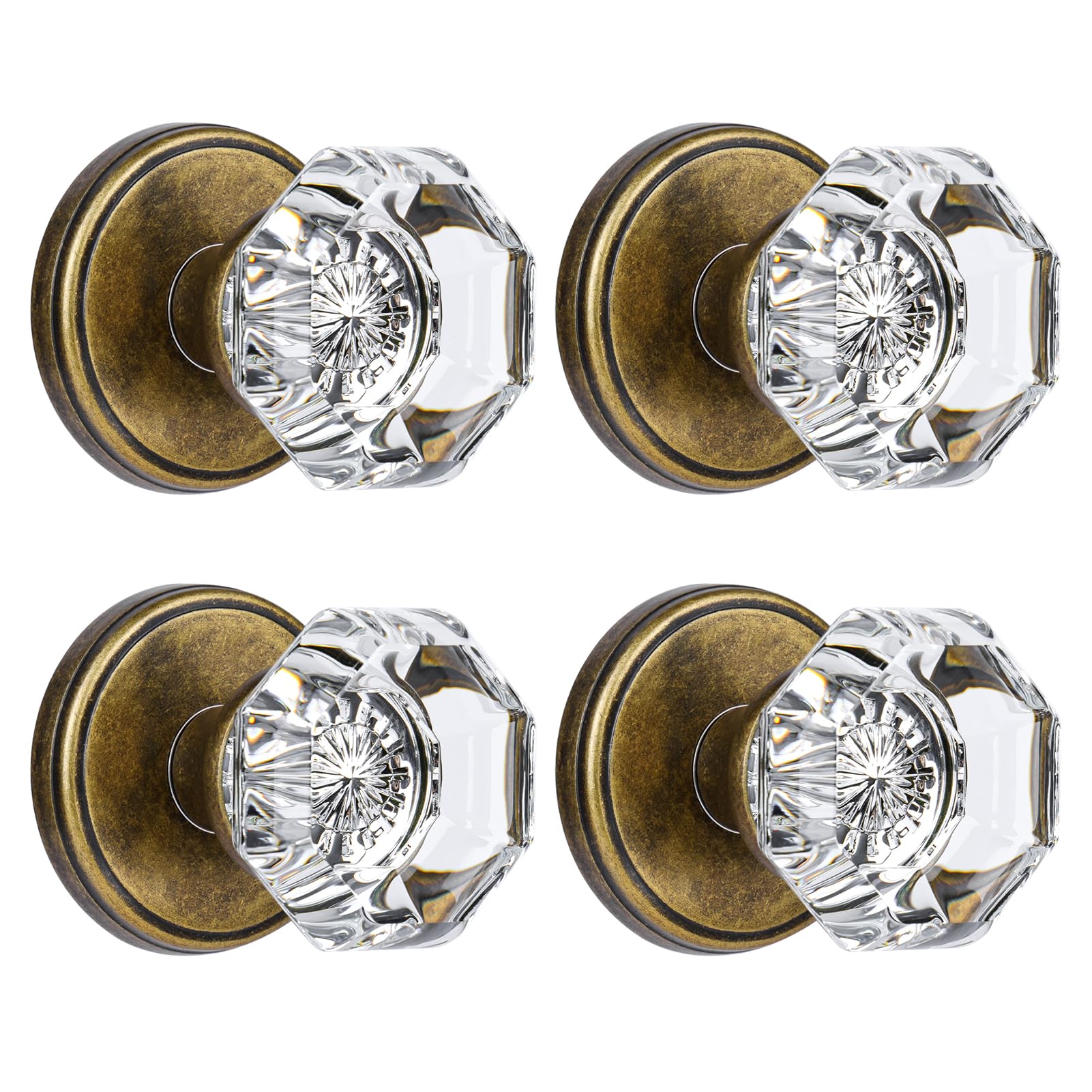 Vintage Brass Glass Door Knobs - Lock Included -15