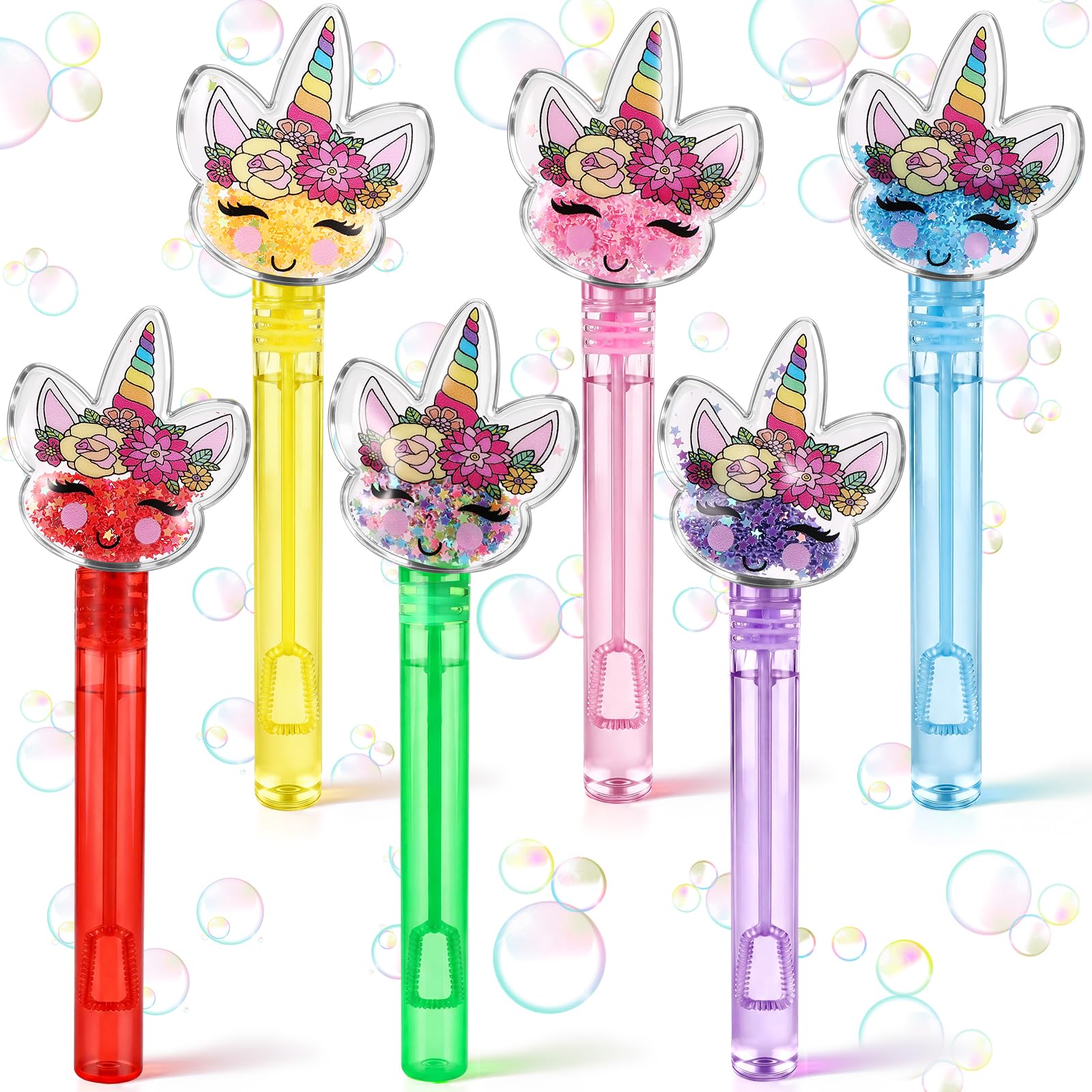 Hollowfly 24 Pcs Unicorn Party Favors Unicorn Bubble Wands Bulk for Birthday Party Supplies Piñata Goodie Bag Stuffers Carnival Prizes Summer Gifts