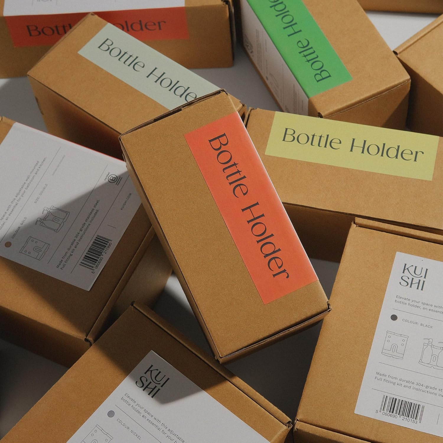 Wall-Mounted Bottle Dispenser Holder Bracket in Brushed Nickle, Silver, and Soap Bottle Brackets, for Bathroom and Kitchen (Double)