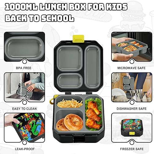 Miniatura 5 de Itslife Lonchera Bento para niños con termo de sopa de 12 onzas y bolsa de almuerzo, recipientes de comida a prueba de fugas para la escuela de