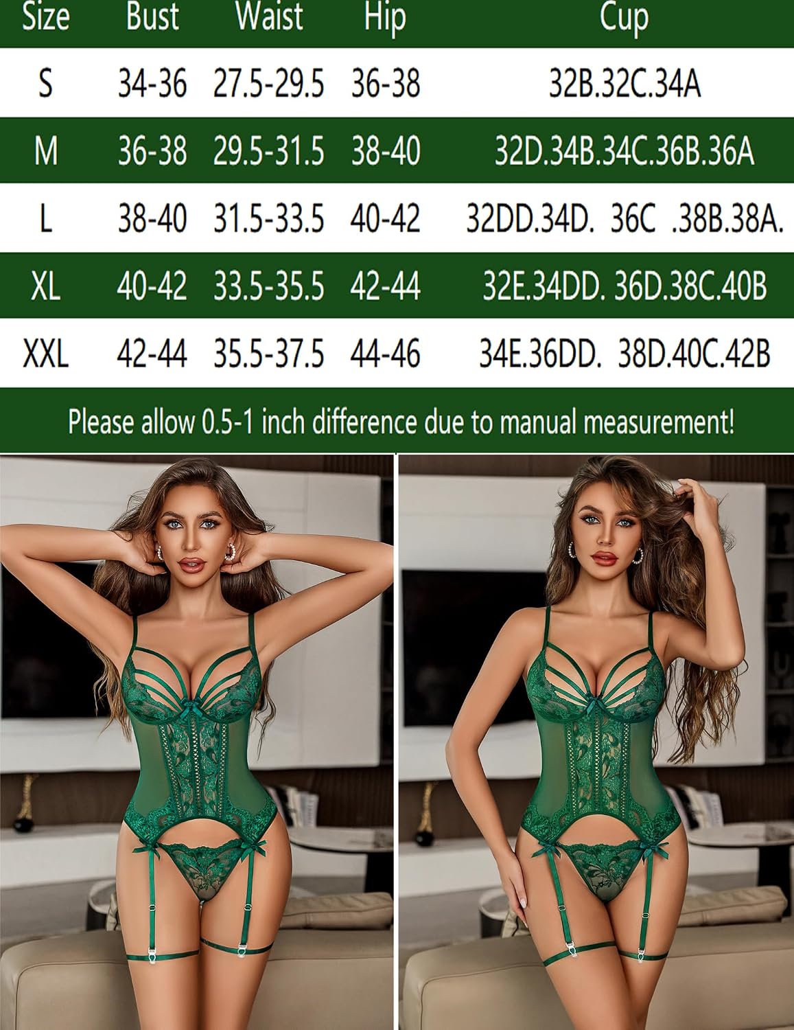 Avidlove Women Sexy Underwire Lingerie Set Lace Garter Teddy Strappy Cutout Bodysuit Sheer Mesh Exotic Nightwear