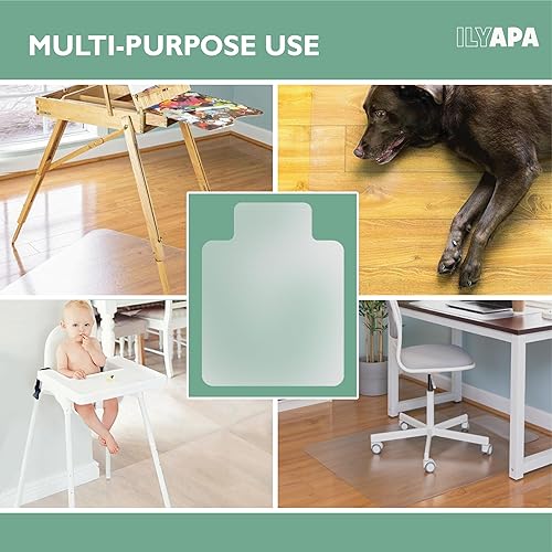 Miniatura 42 de Ilyapa Tapete para silla de oficina para suelo de madera dura, 30 x 48 pulgadas, tapete de PVC para sillas de computadora en suelos de Harwood