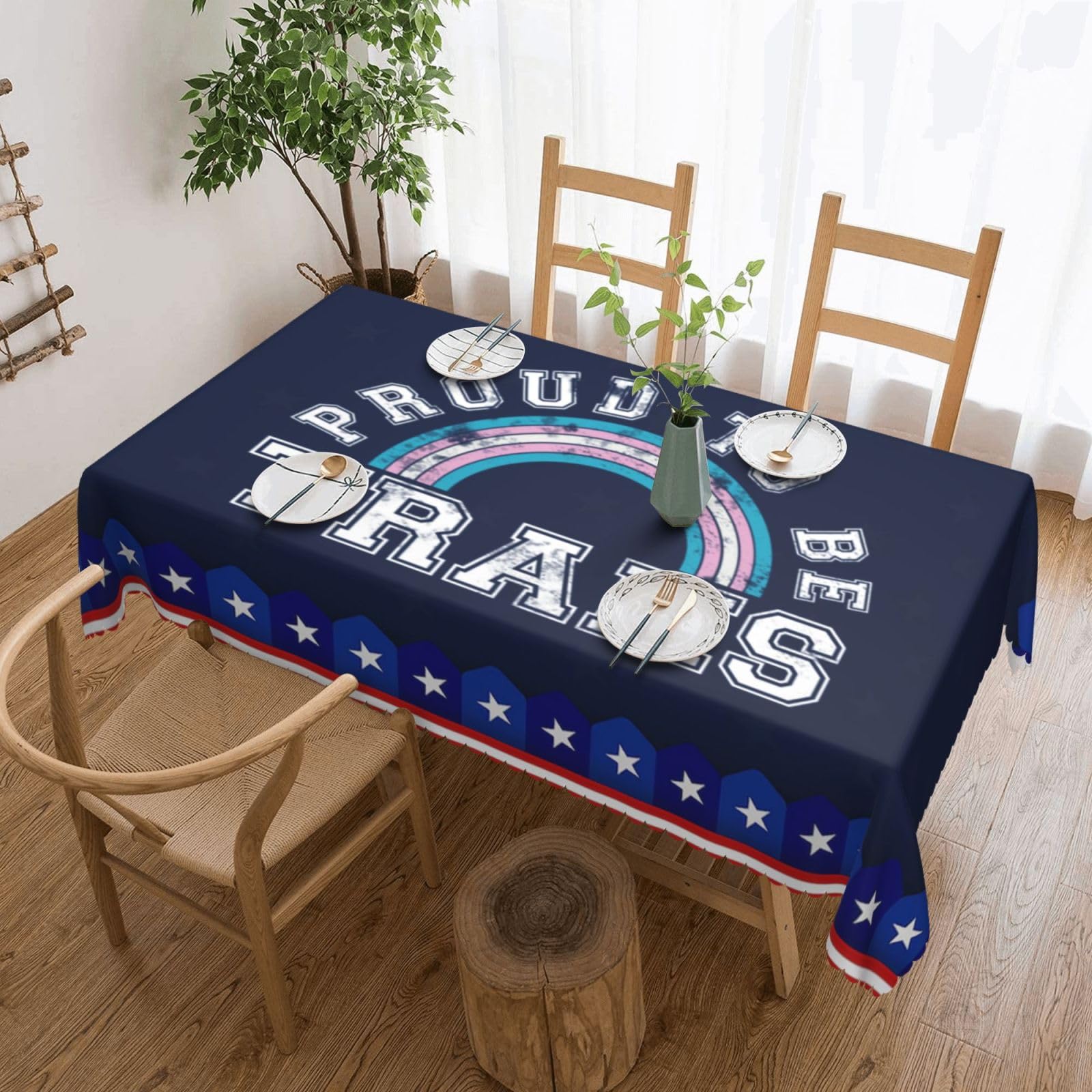 SMAZDFXX Proud to be Trans LGBT Gay Pride 54 x 72in Table Cloth,Polyester Rectangle Tablecloth for Kitchen Dining
