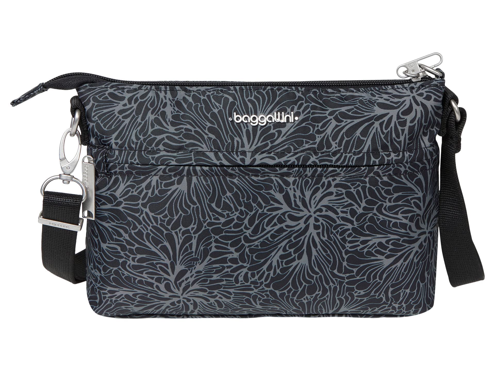 Baggallini Women's Securtex Anti-Theft Memento Crossbody Bag Cross Body, Midnight Blossom Print, One Size