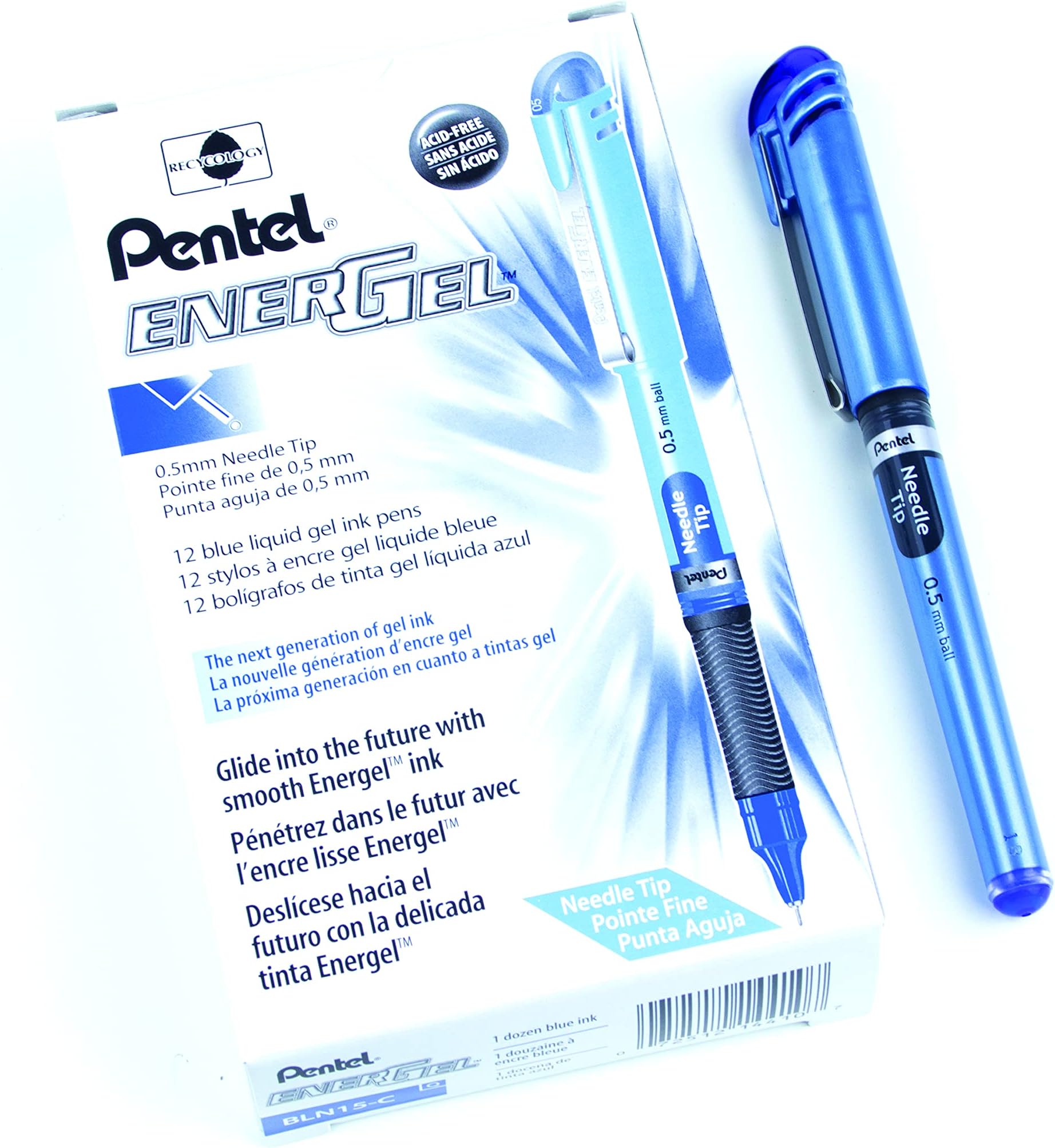 Pentel Floatune Rollerball Pens 12-Pack - 0.8mm Medium Blue Ink, Skip-Free Writing