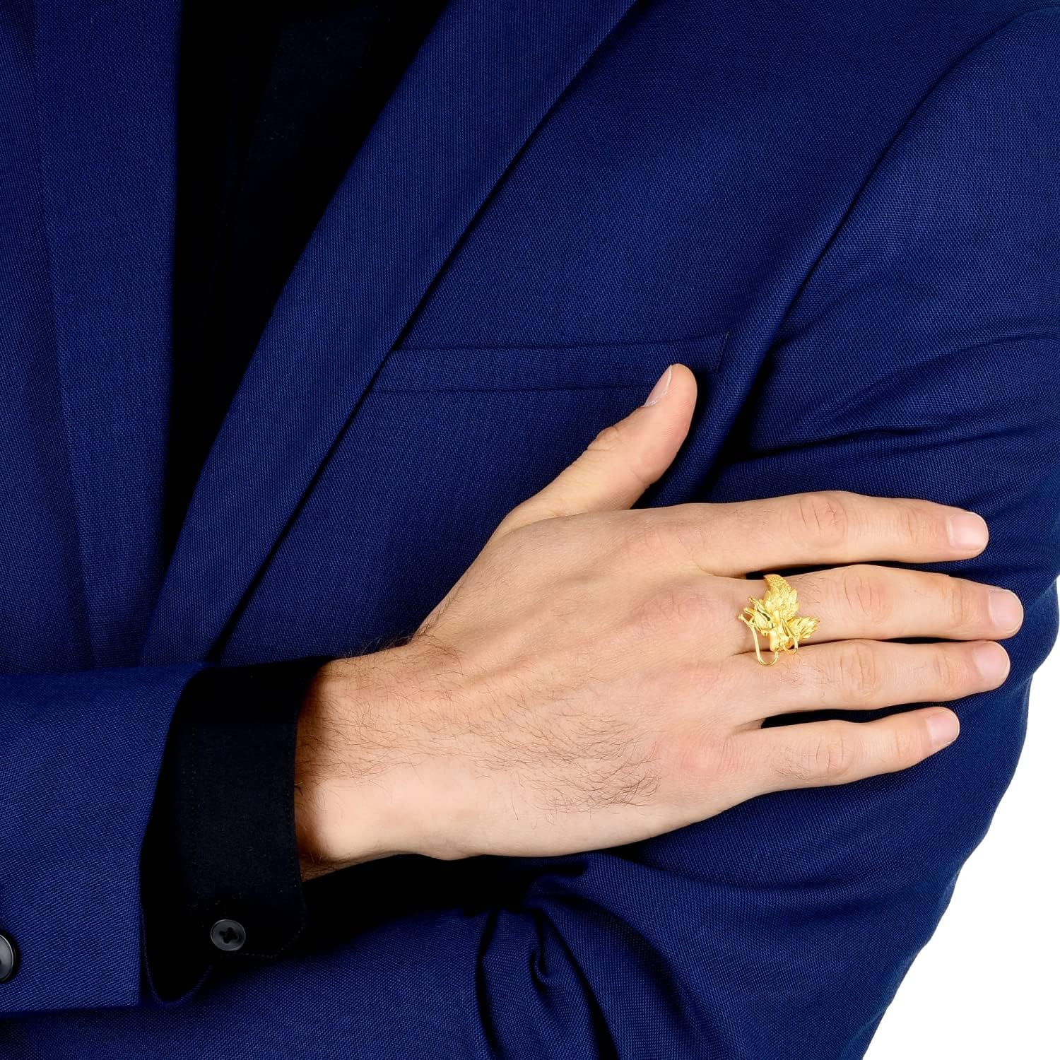 CHOW SANG SANG Chinese Wedding Collection 999.9 24K Gold Price-by-Weight 8.98g Gold Dragon & Phoenix Ring for Women and Men 86365R | Our Size 15 / US 7