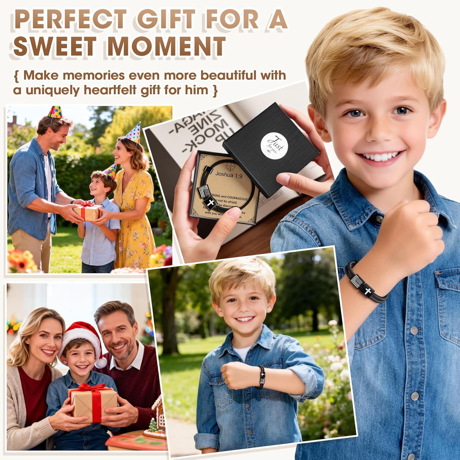 Black Cross Bracelet for Men Women Teens 1:9 Religious Bible Verse Joshua Adjustable Braided Rope Valentine's Day Easter Birthday Christmas Christian Gifts - Image 6