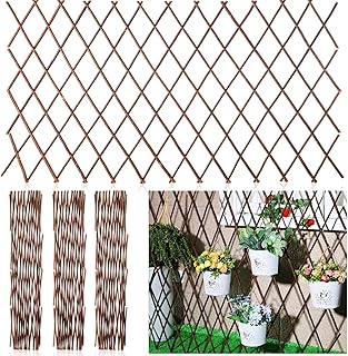 4 Pack Expandable Willow Trellis Lattice Fence Willow Fence Panel for Cl...