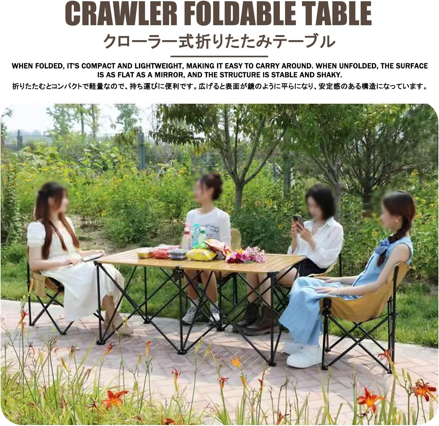 Picnic Folding Table with Chairs，Foldable Camping Table and Chairs Set，Comes with A Storage Bag, Suitable for Beach, Hiking, Traveling, Fishing, Barbecue.(71CM+4 Chairs)