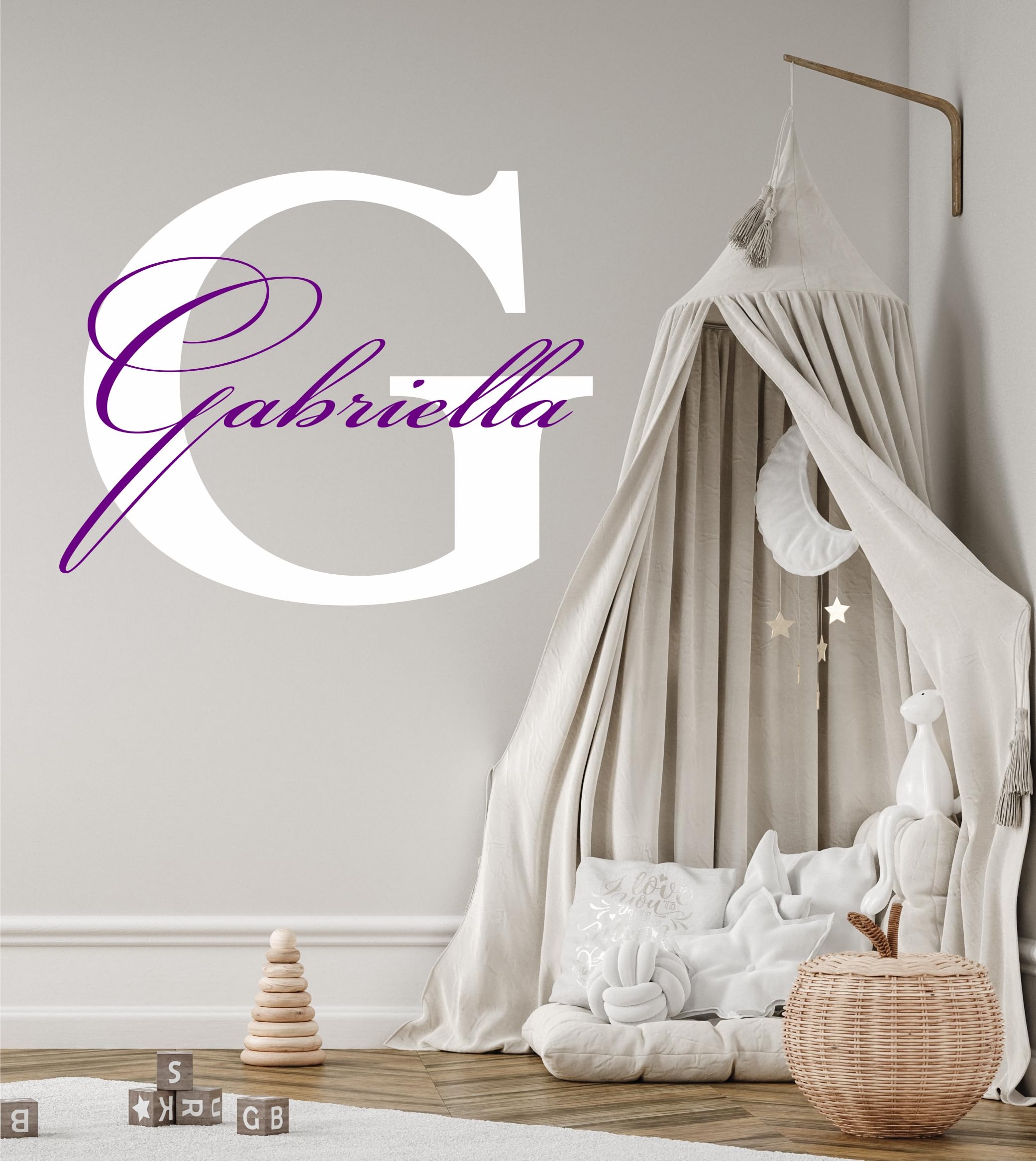 Personalized Nursery Initial Wall Decal - Custom Name Sticker For Boys Or Girls Room, 12 Inches High - View #11