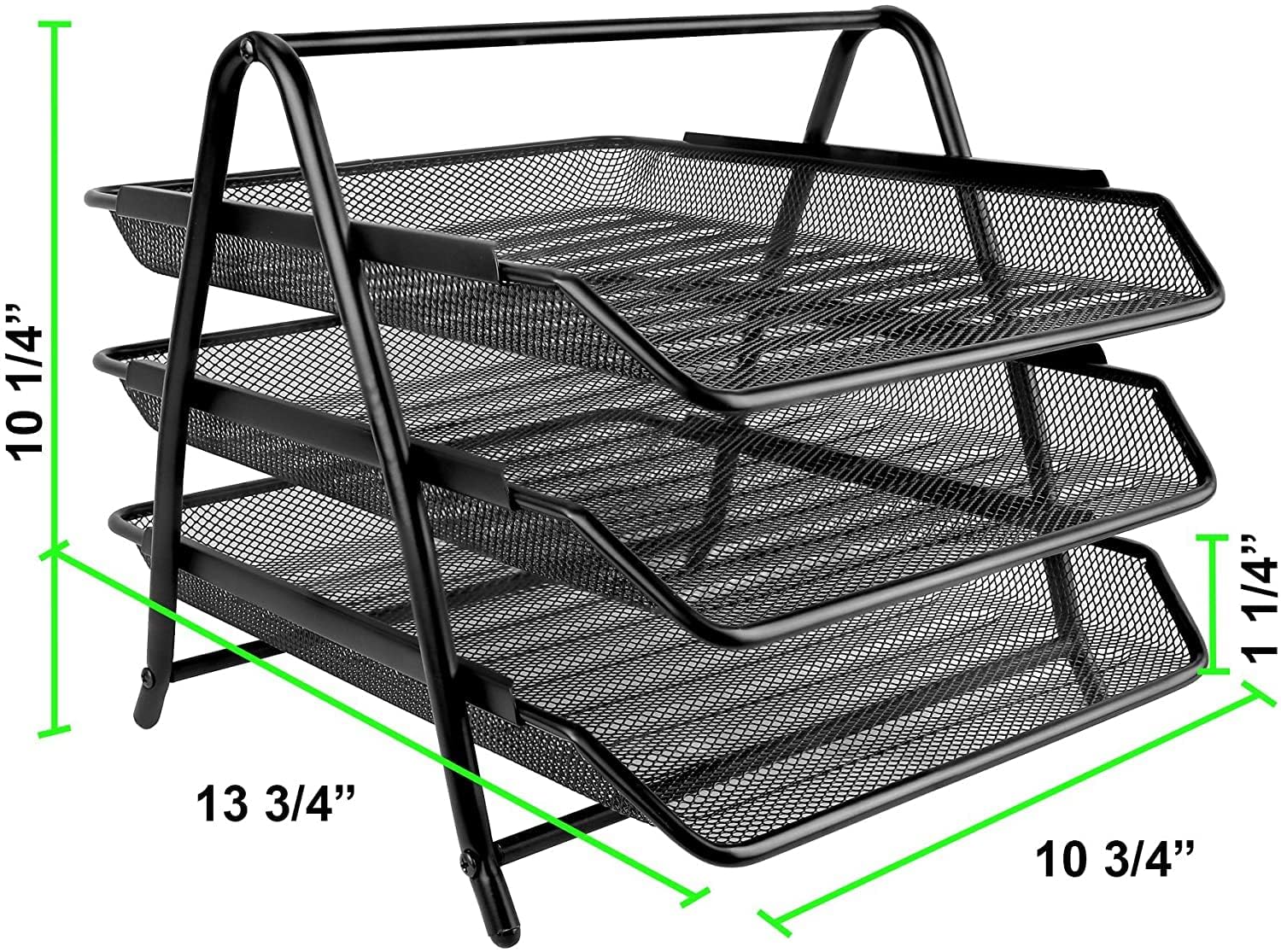 SKYBUCKET Metal Mesh 3 Tier Desk Organiser A4 Paper File Rack Letter Tray Document Holder For Office, Black 4