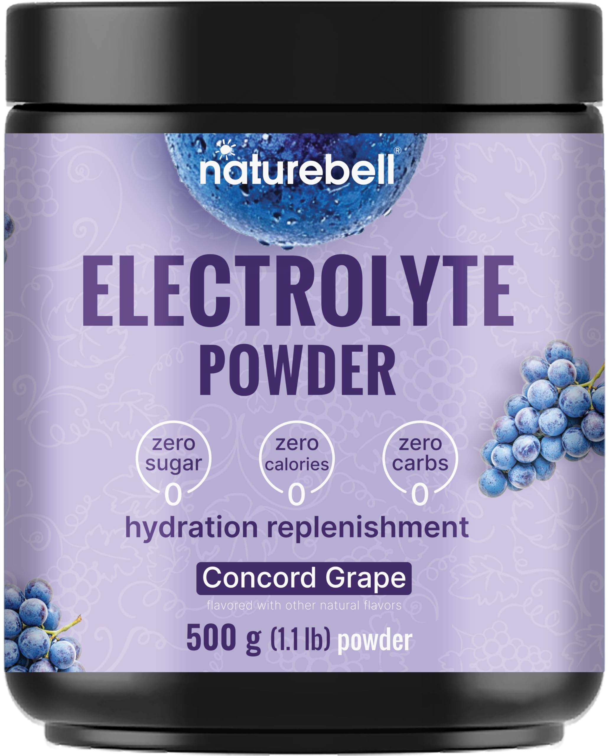 NatureBell Electrolytes Powder No Sugar, 500g (76 Servings) | Keto Fast Hydration Powder, Carnivore-Friendly Electrolyte – 1,000mg High Potassium,