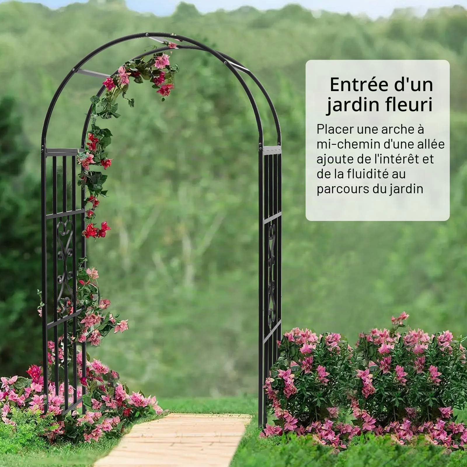 Arche de Jardin Tonnelle incurvée en métal Durable pour Plantes grimpantes, Arches de Mariage, cérémonies