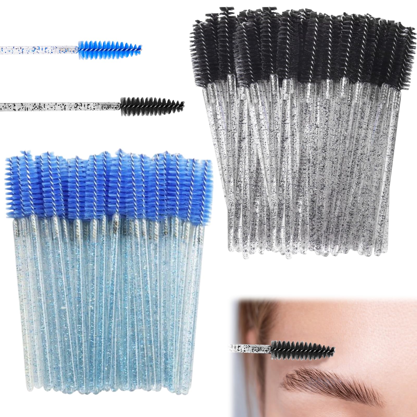 Cepillos desechables para pestañas y aplicador de cejas con mango de cristal