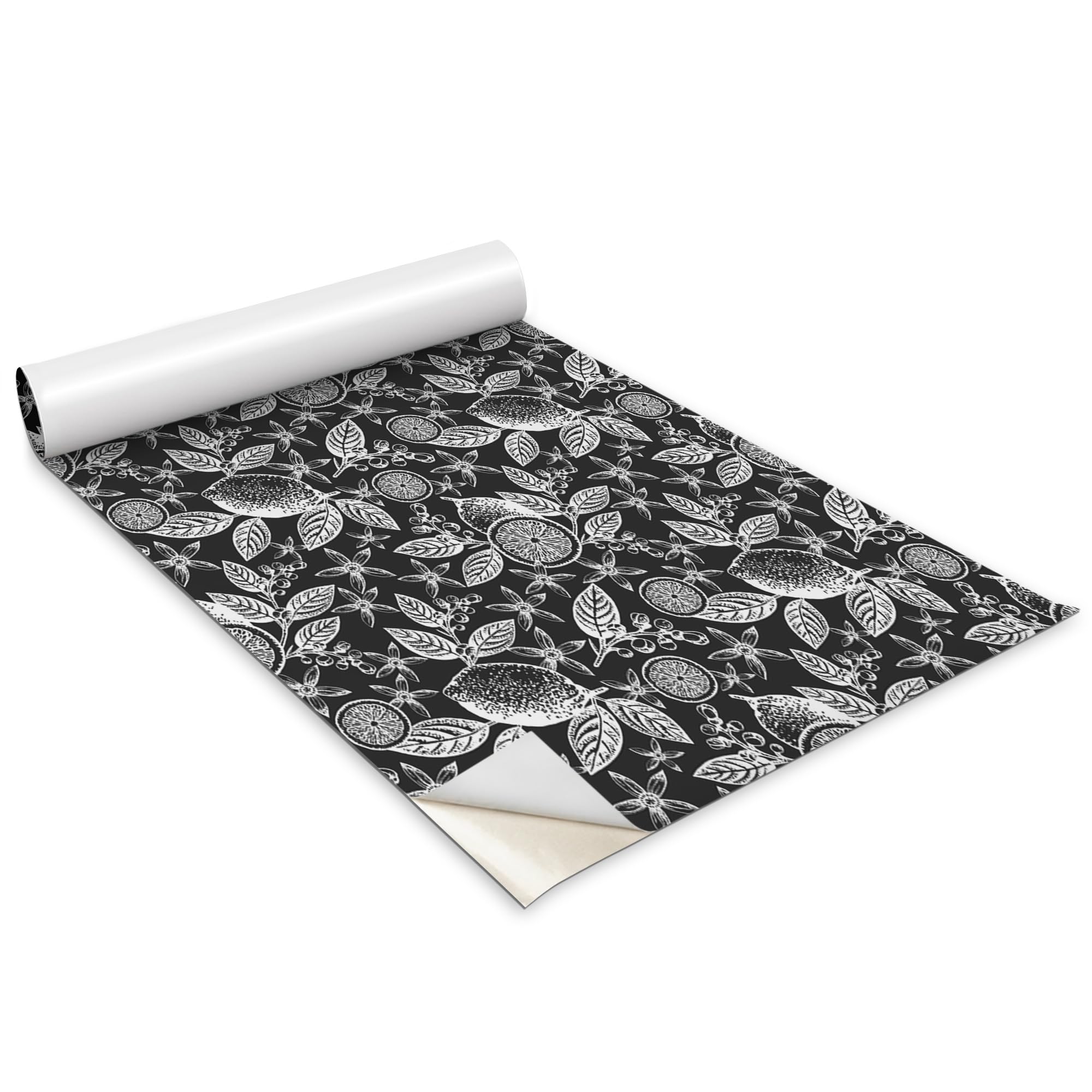 Adhesif pour Meuble Wallfluent Citrons 100x50 cm Papier Peint Autocollant Noir et Blanc pour Cuisine