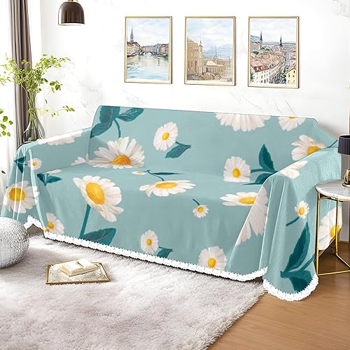 Miniatura 3 de Zy231107 - Funda de sofá con estampado de flores de margaritas, funda de sofá resistente a las manchas, protector universal de muebles, 71 x 102