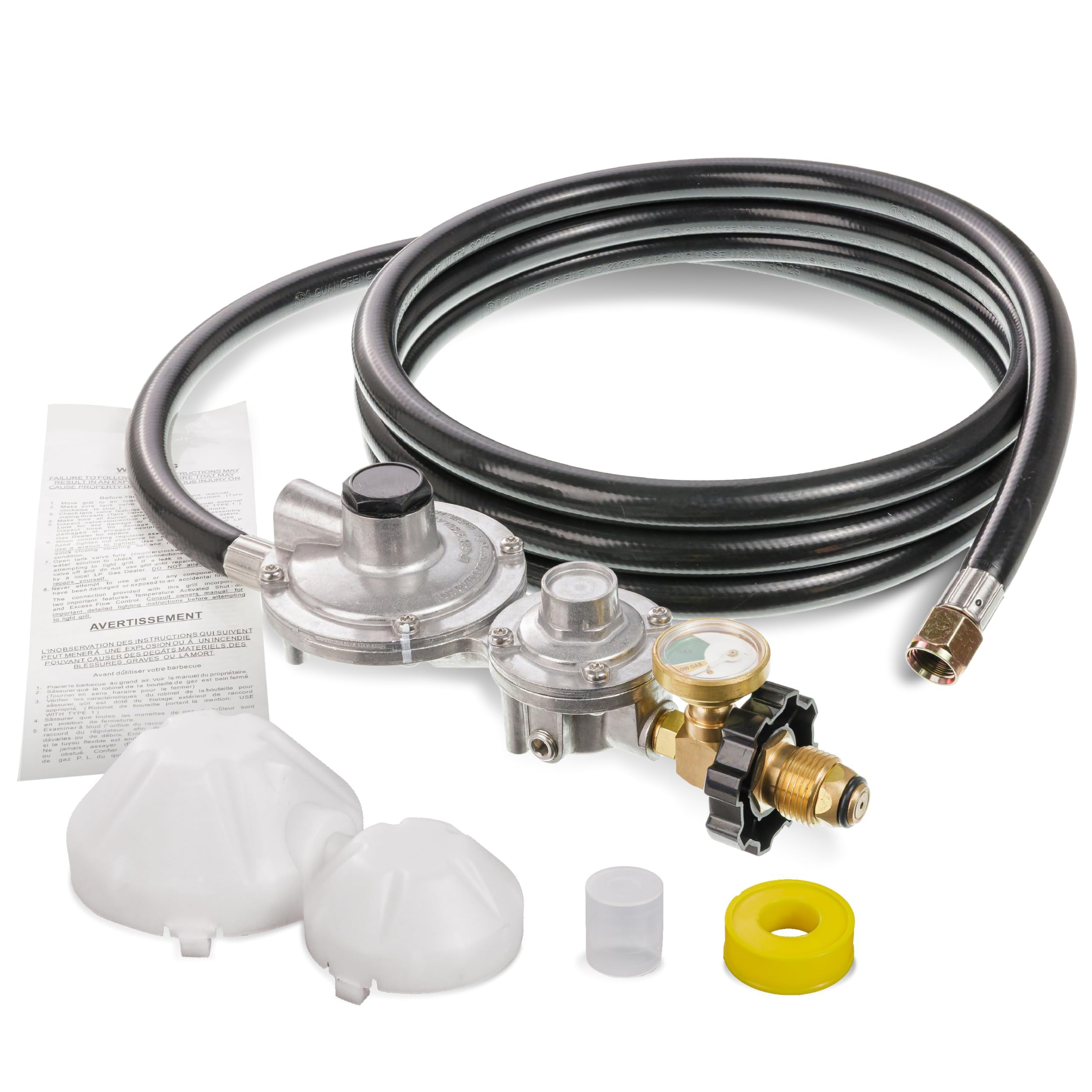 BlueStars [CSA Certified] 10FT Two Stage Propane Regulator Hose and Gauge