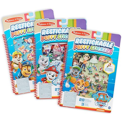 Melissa & Doug PAW Patrol Restickable Puffy Stickers 3-Pack – Adventure Bay, Jake’s Mountain, Jungle