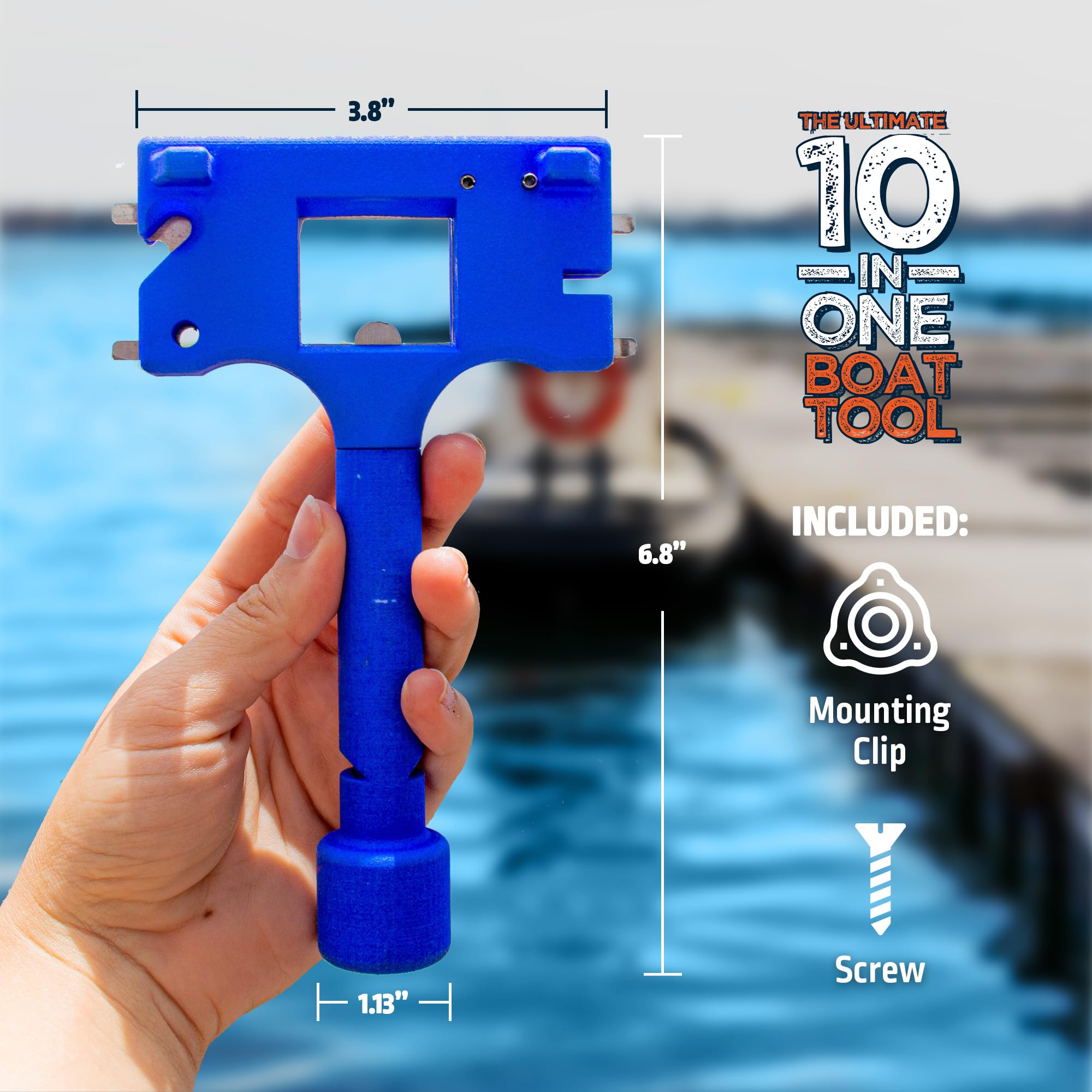 Boat Gadget To narzędzie do łodzi 10 w 1 zawiera otwieracz do butelek piwa i wina, gwizdek bezpieczeństwa, przecinak do żyłki wędkarskiej, klucz do korka gazu morskiego i inne niezbędne narzędzia dla