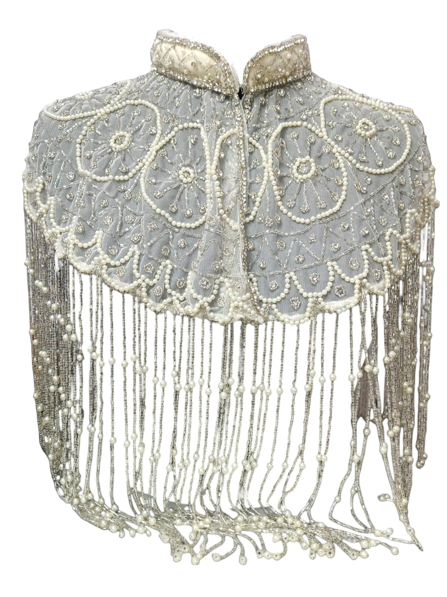 Myra Handcrafts Elegant Pearl Beaded Cape/Poncho High Neck Scalloped Design, in Different Design & Colors Premium & Attractive Look.-picture-38