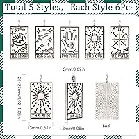 Vista 2 de SUNNYCLUE 1 caja de 30 dijes de tarot de 5 estilos de tarot, dijes de cartas del mal de ojos y luna, dije de estrella y luna para retangular, dije