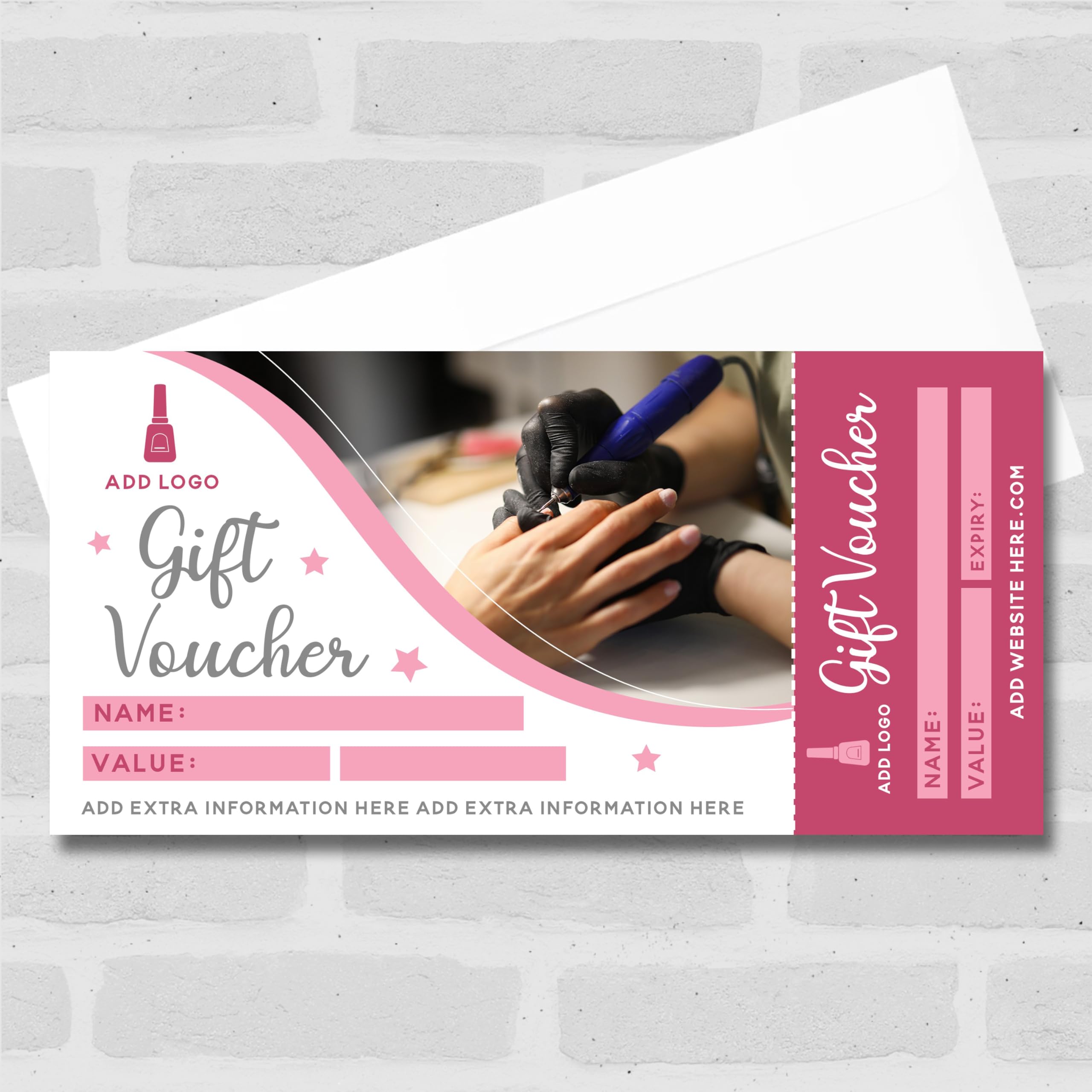 Nail Art Manicure Pink Aesthetics Beauty Therapy Massage Business Gift Voucher