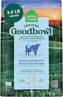 Goodbowl, Oven-Baked Small Batch Dry Dog Food - Grass-Fed Beef & Brown Rice Recipe, Includes Non-GMO Produce & Grains, 3.5lb Bag (56oz Bag)